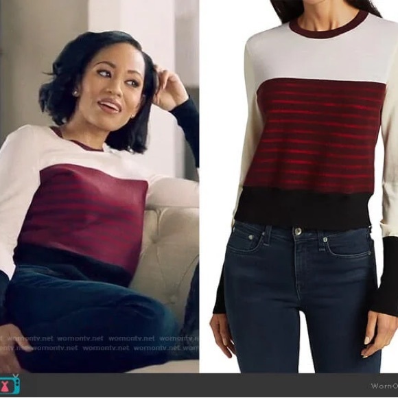 NEW Rag & Bone Charley Red Colorblock Sweater – Worn on Queen Sugar & Betty - Picture 1 of 11